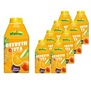 Pfanner Saft Refresh + Vita, Multivitamin, mit 9 Vitaminen, Tetrapack, je 0,5 Liter, 8 Stück