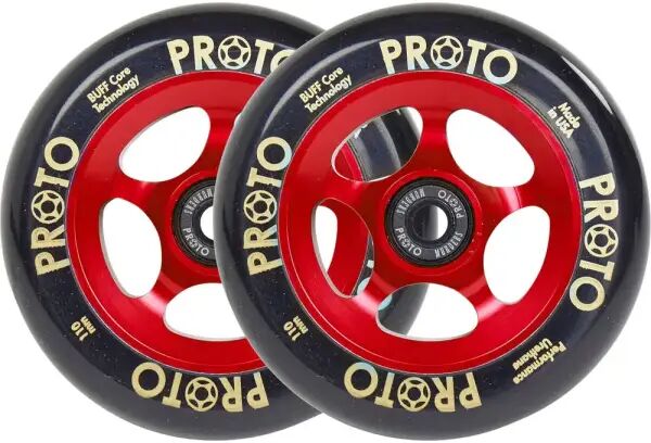 Proto Spoked Grippers Stunt Scooter Wheels 2-Pack (110mm - Black On Red)  - Black;Red