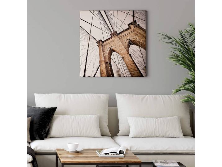 Impression sur toile Brooklyn Bridge Polyester PVC / Épicéa Beige 50 x 50cm