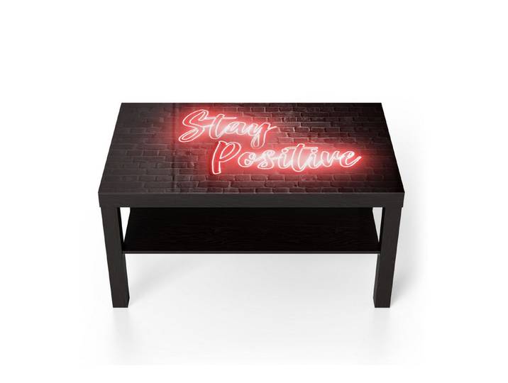 DEQORI Couchtisch 'Bleib Positiv Zitat', Glas Beistelltisch Glastisch modern