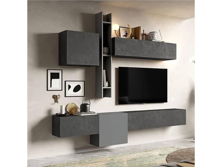 Produce Shop Hängende Wohnwand in modernem Design aus grauem Holz Infinity 12A - Grau