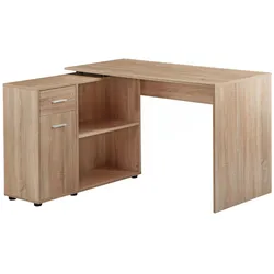 KADIMA DESIGN Design Eckschreibtisch mit Regal Sonoma 120 x 75,5 x 106,5 cm, Moderner Büro-Schreibtisch, Computer-Tisch Arbeitszimmer, Winkelschreibtisch Home