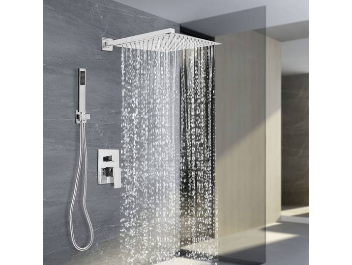 Ensemble de douche encastré, système de douche mural HOShower argent/noir