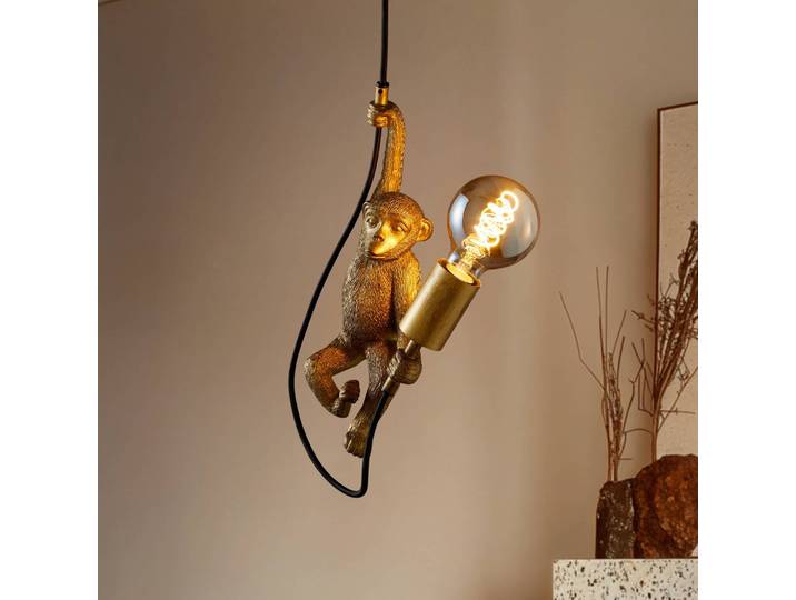 Design hanglamp Extravaganza Chimp, dimbaar, messing / goud, Woon-/ Eetkamer, Kunststof, Design, hanglamp