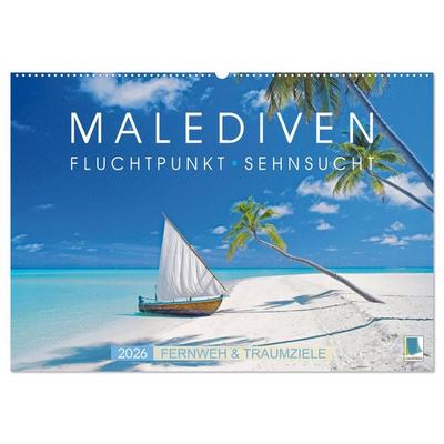 Die Malediven: Fluchtpunkt Sehnsucht (Wandkalender 2026 DIN A2 quer), CALVENDO Monatskalender