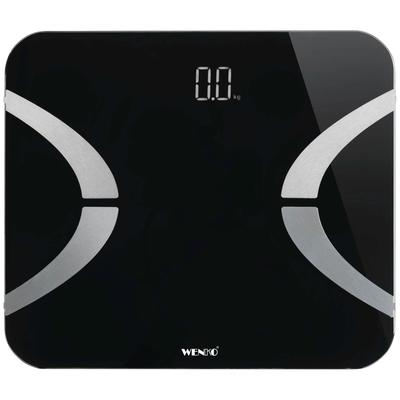 Körper-Analyse-Waage WENKO, schwarz, B:31,2cm H:2,1cm T:26cm, Glas, Kunststoff, Personenwaagen, Bluetooth Körperfettwaage
