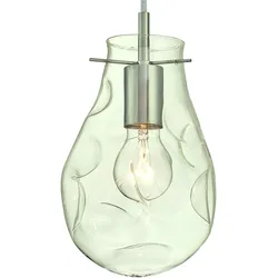 Einflammige Pendelleuchte Nickel mit eingebuchtetem Glas