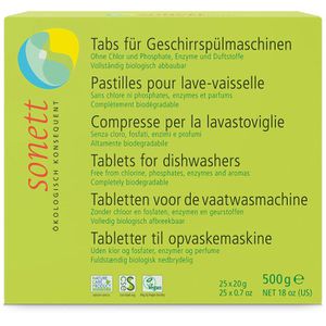 Sonett Spülmaschinentabs DE4028, biologisch abbaubar, vegan, kraftvolle Reinigung, 25 Tabs