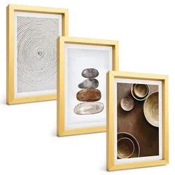 BILDER SET 3er Set - 20x30 cm Goldrahmen - Texturen in der modernen Kunst