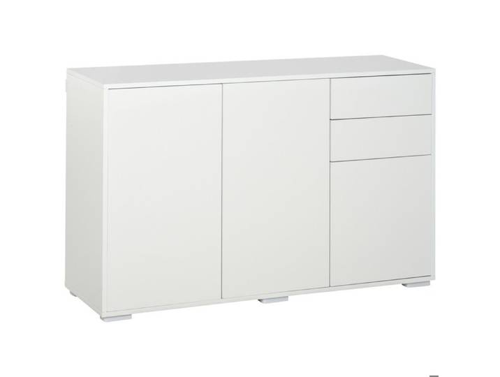 Buffet bas - Buffet blanc multifonctionnel - Blanc - 117 x 36 x 74 cm - Ouverture par pression