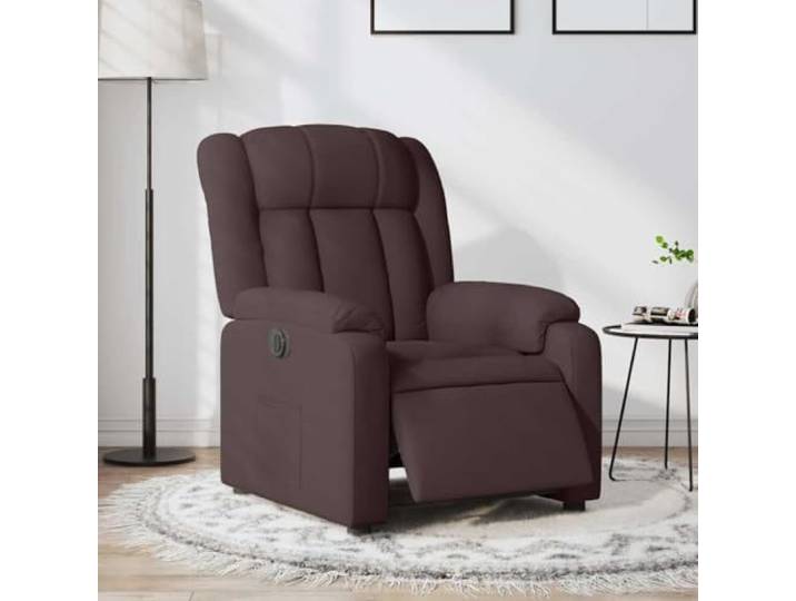 Relaxsessel Elektrisch Dunkelbraun Stoff mit Seitentasche und 135 Grad Elektromotor, 135 Grad Neigung, Seitentasche, Holz-Metall-Rahmen, 110 kg Belastung, Stoffbezug