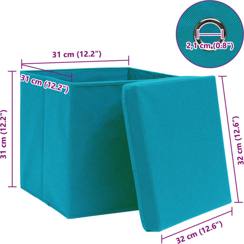 Rebrilliant Storage Boxes with Lids Fabric Baby Blue 32cm H x 32cm W x 32cm D