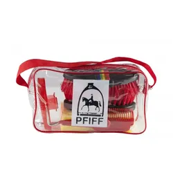PFIFF 009359-10-1 - Putzset mit Tasche Rand rot