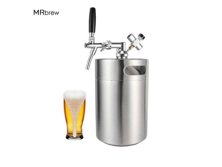 Kit Mini Keg Growler pour brassage à domicile, fût de bière 5L, ongies de bière réglables, chargeur de CO2 60psi, lance de fût de bière, disoenser de bière