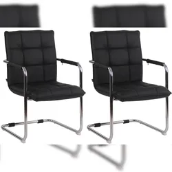 CLP 2er Set Stühle Gandia Echtleder schwarz/chrom