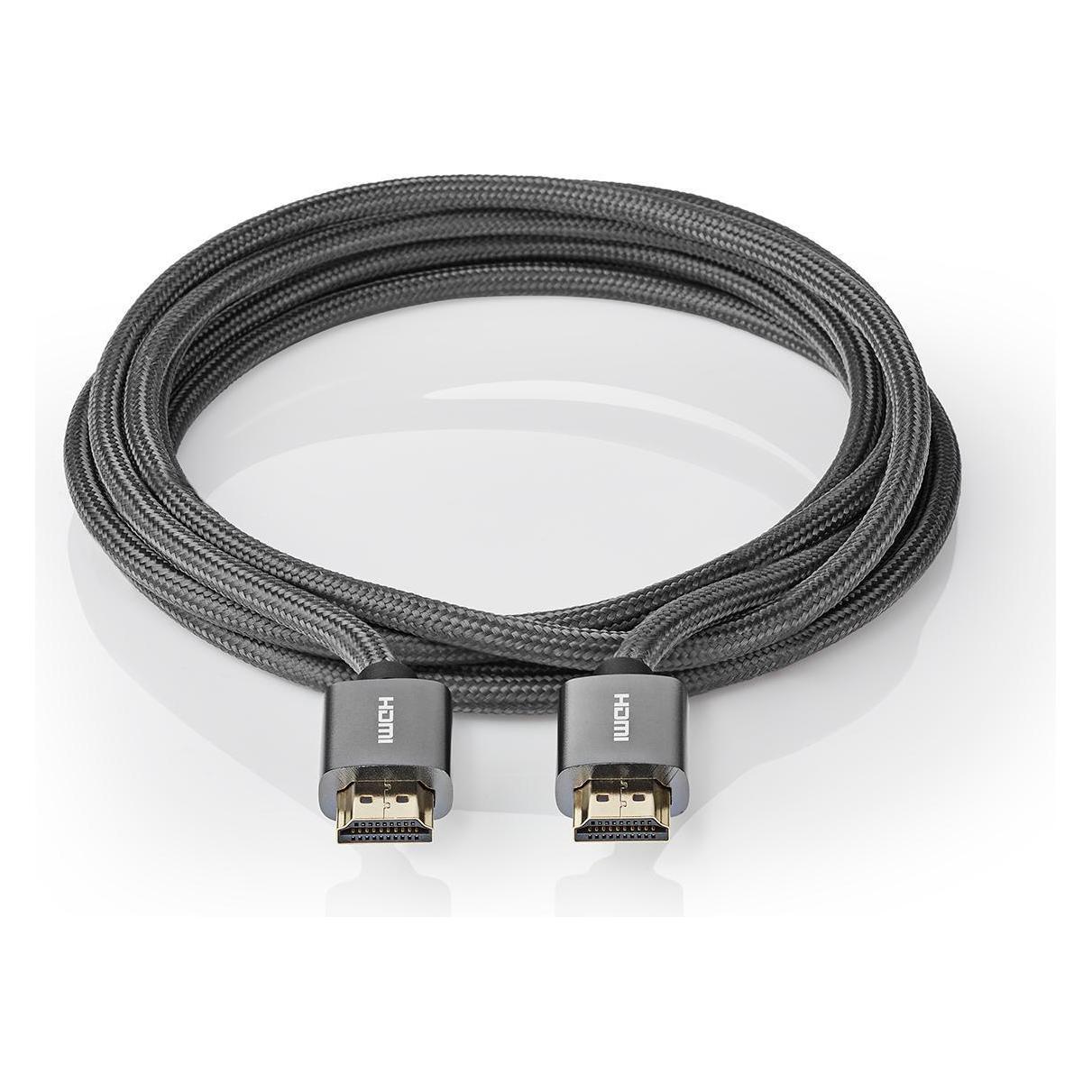 Nedis High Speed??HDMI T Kabel mit Ethernet HDMIT Stecker HDMIT Stecker 4K@60Hz ARC 18 Gbps 2.00 m (2 m) (CVTB34000GY20)