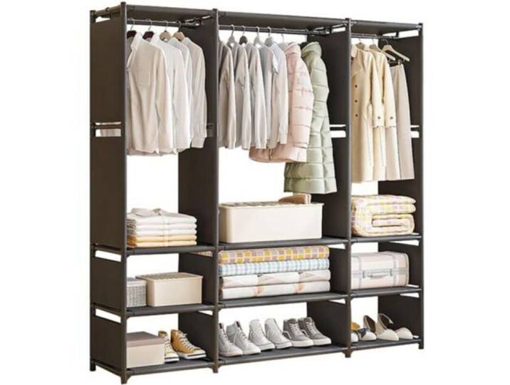 Armoire simple pour chambre à coucher structure métallique robuste avec penderie indépendante 130 x 36 x 170 cm
