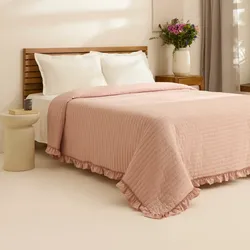 Karaca Freya Tagesdecke, Einzelbett, Puderrosa