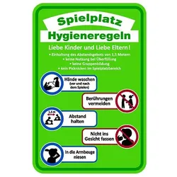 Spielplatzschild - Hygieneregeln für Kinder und Eltern