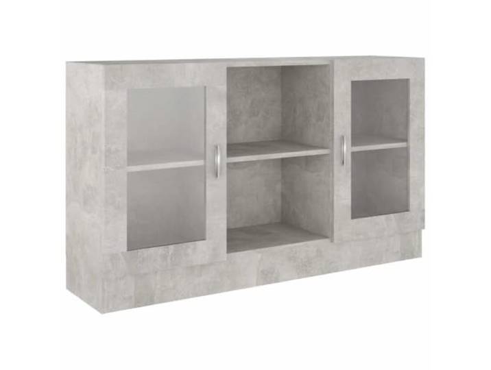 KGFHERENB Vitrinenschrank Betongrau 120x30,5x70 cm Kommode mit Glas Modernes Sideboard im Beton-Look für Wohnzimmer und Flur. Bietet geschützten Stauraum hinter Glastüren für Ihre Bücher.