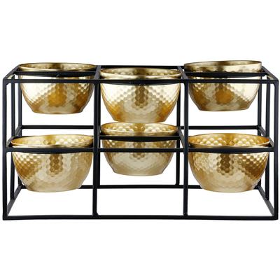 Teelichthalter CASABLANCA BY GILDE "6er Teelichtleuchter Frame, H.14 cm", gold (goldfarben), B:27cm H:14cm T:18cm, Metall, Kerzenhalter, Teelichthalter