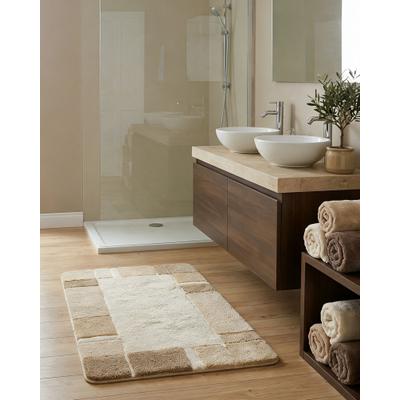 Badematte HOMIE LIVING "Villa Elba", beige (beige multi), H:25mm, Oberfläche: 100% Polyacryl, Badematten, Badematte, Badteppich, Bordüre, weich, rutschhemmend, waschbar, getuftet