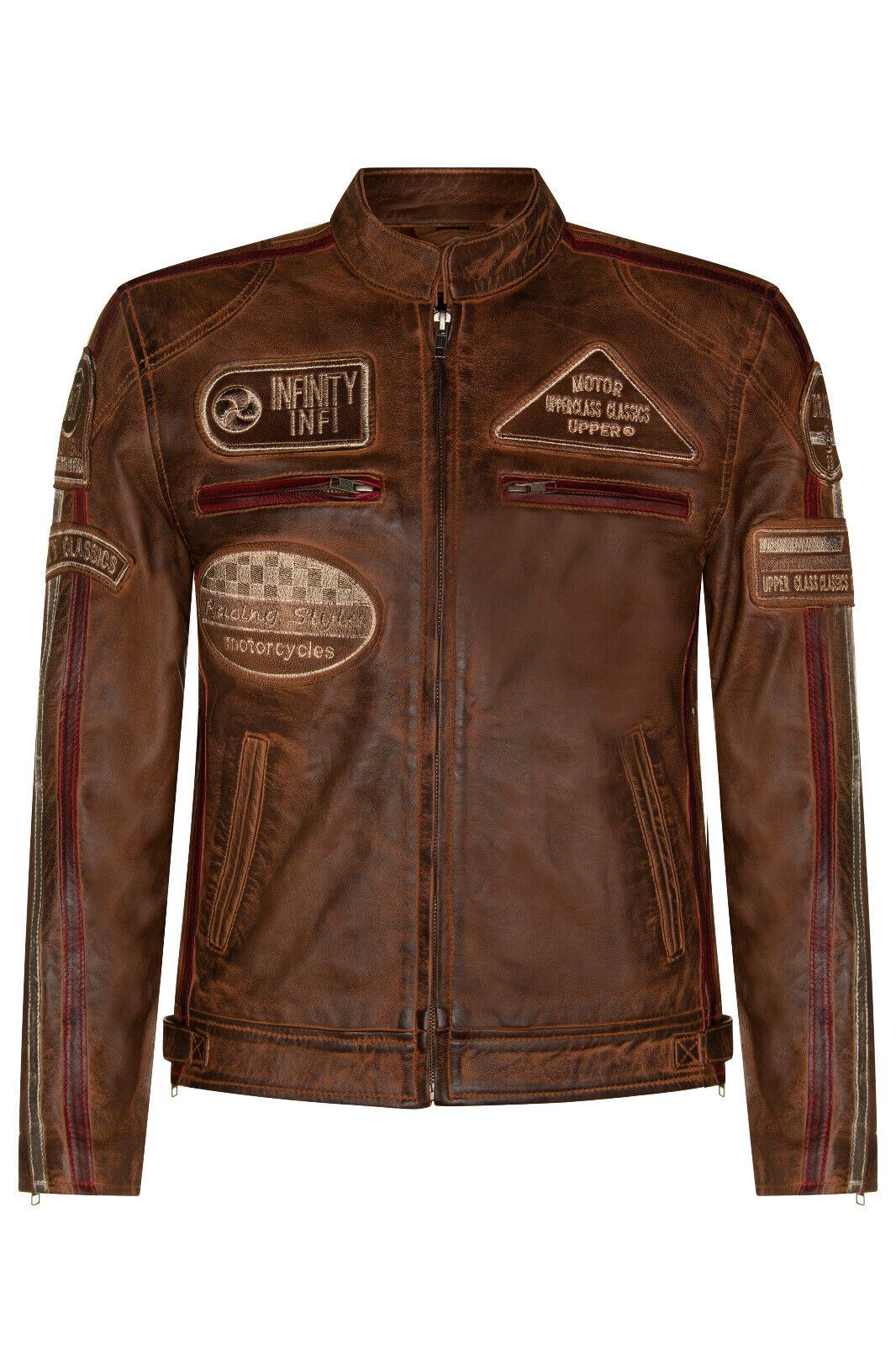 Leren race-motorfietsjack met rits