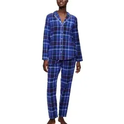 Triumph Boyfriend Long Sleeved Pyjama Set Dunkelblau Baumwolle 40 Damen