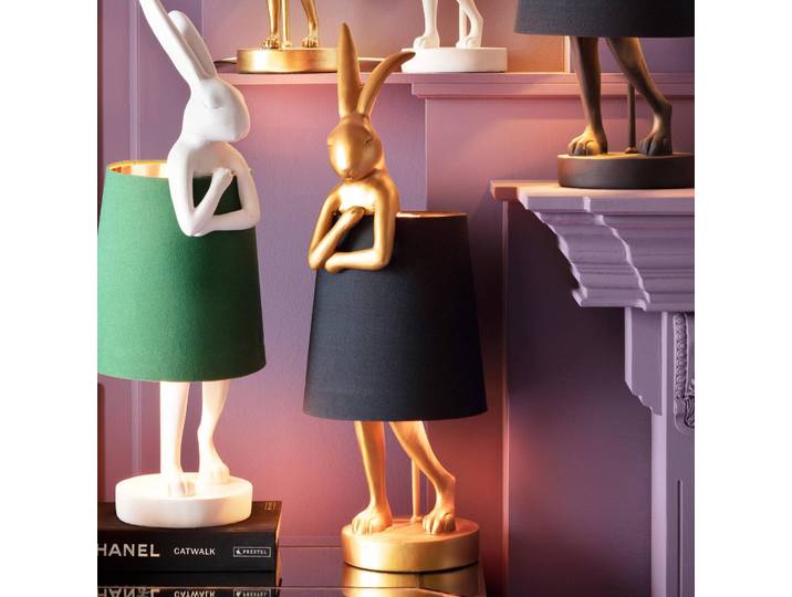 KARE Tischlampe Animal Rabbit, messing / gold, für Wohn- / Esszimmer, Textil / Stoff / Seide, Design