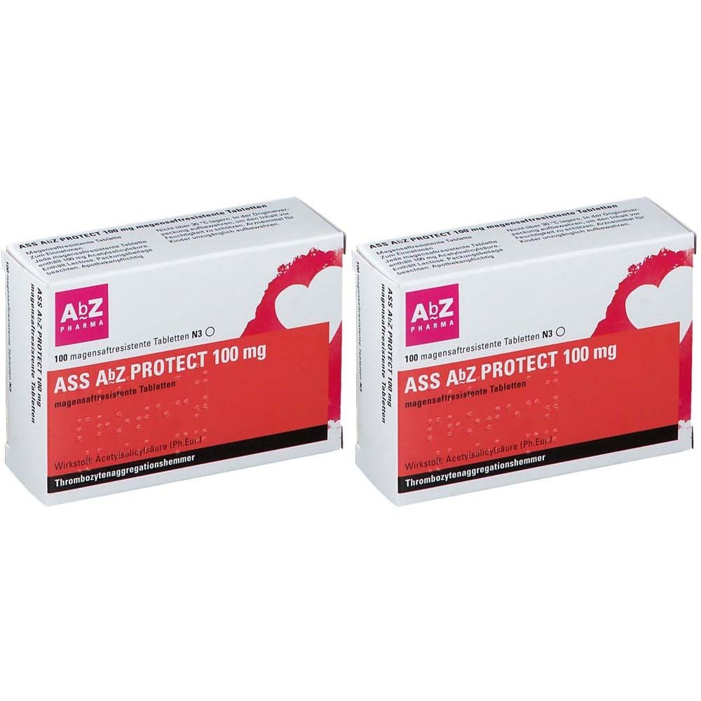 ASS AbZ Protect 100 mg magensaftresist.Tabl. 2x 2x100 St Tabletten magensaftresistent