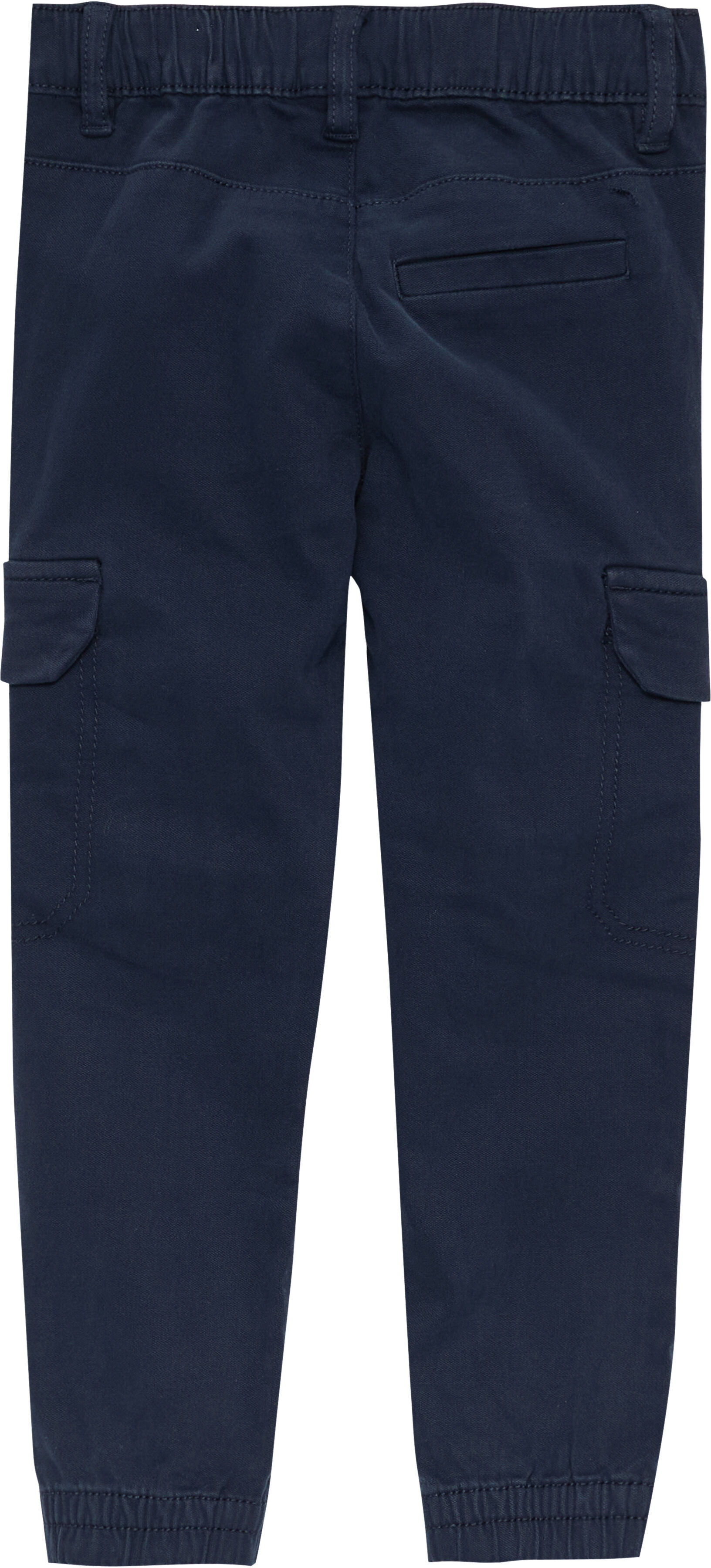 Cargohose S.OLIVER JUNIOR, Jungen, Gr. 128, N-Gr, blau (blaureg), Web, Obermaterial: 98% Baumwolle, 2% Elasthan, unifarben, regular fit knöchellang, Hosen Cargohose, mit Taschen blaureg 128, N-Gr