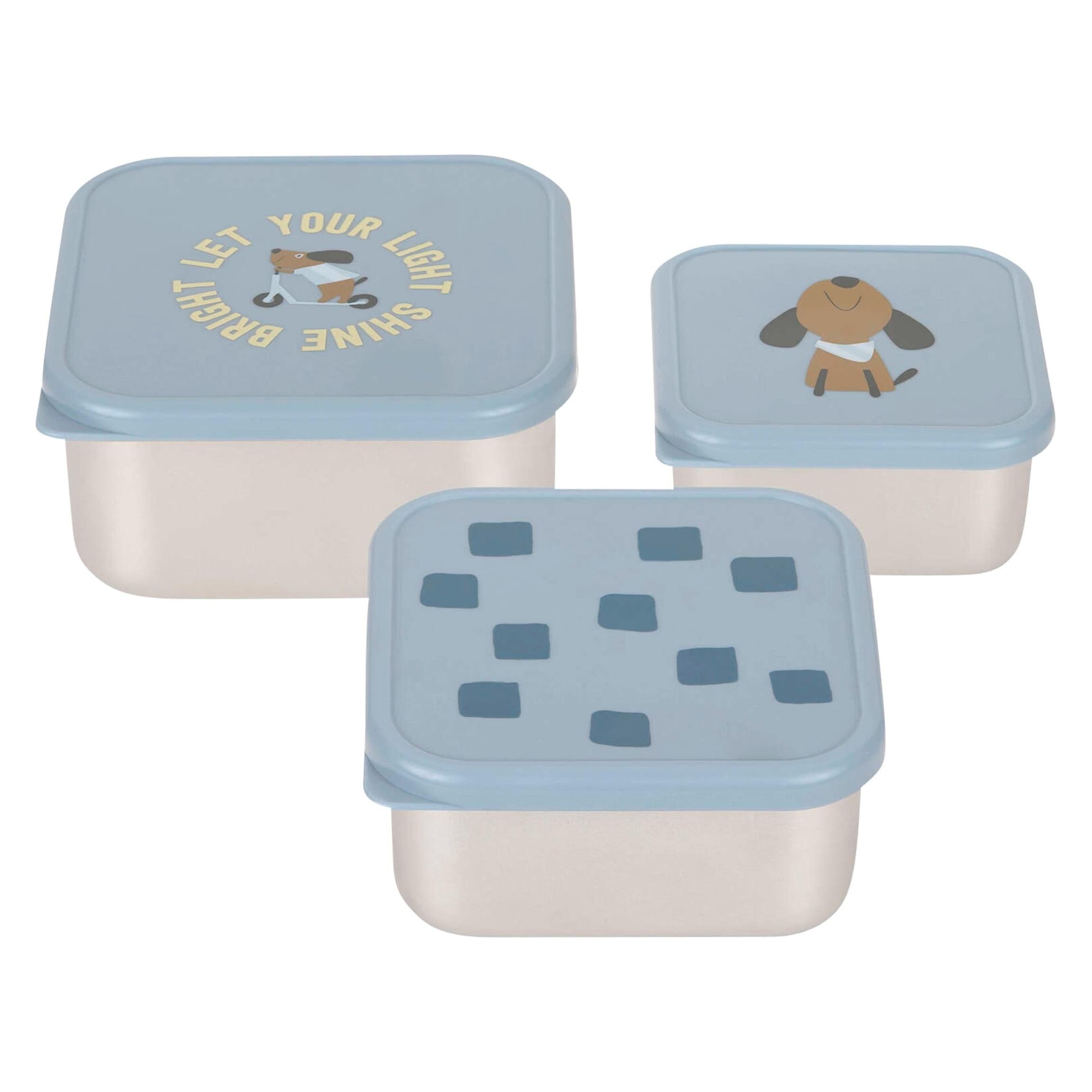 Lässig Lassig Pojemnik na przekąski snackbox ze stali nierdzewnej 3 szt. Pattern Party blue (13100744015)