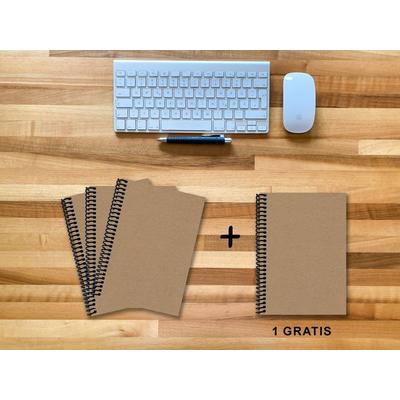 A 5 Notizbuch - Set, 3+1 gratis, Luxury 80 Seiten MUSKAT Designerecycling, kariert 10x10mm