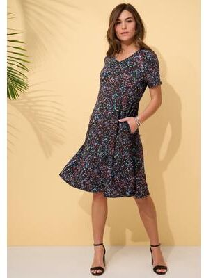 Plus Size Women's Plus Size Stretch Knit Pocket Swing Dress by Roaman's in Multi Confetti (Size 18/20)