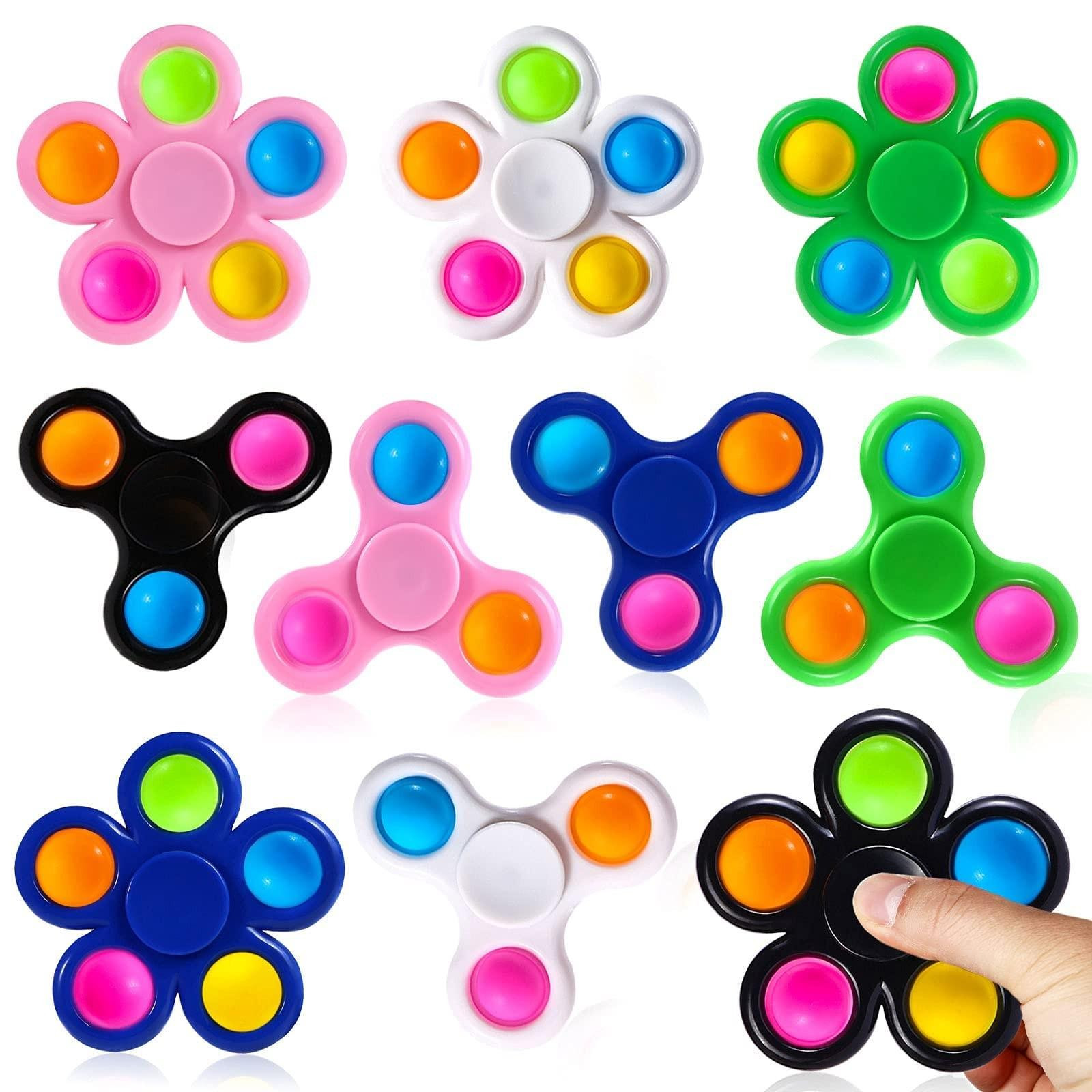 Set van 10 Fidget Spinners met Pop Bubbels voor Kinderen en Volwassenen