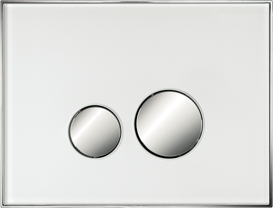 Neuesbad Betätigungsplatte mit runden Tasten, Glas, Farbe: Weiss, Tasten: chrom glanz NB115788115-R-W-glanz