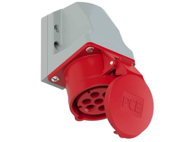 Prise murale femelle CEE 16 A 7 pôles PCE 117-6v 400 V rouge\, gris 1 pc(s)