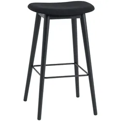 Muuto Fiber Barhocker ohne Rückenlehne, wood base, höhe 75 cm, remix 183 / schwarz
