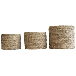 Chic Antique 3er Set Korb geflochten mit Kunststoffbeschichtung Innen, Set: H26-38 x Ø32-42 cm, natur