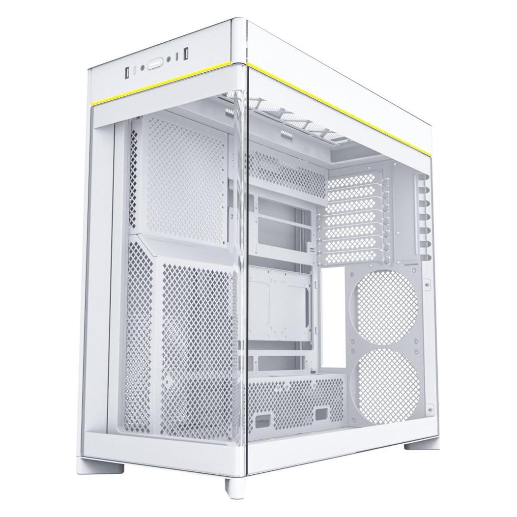Montech HS02, ATX Mid-Tower PC-Gehäuse, Gaming-PC, High-Airflow, reversibles Layout, stabile gebogen (ATX, mATX, Mini-ITX) (HS02 (W))
