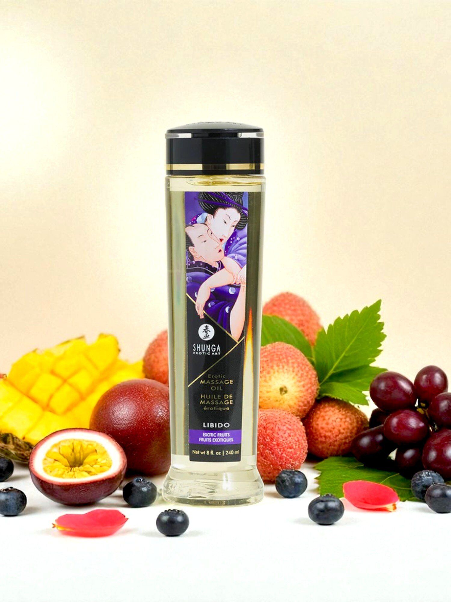 Shunga Huile de Massage Fruits Exotiques Aphrodisiaque Libido 240ml