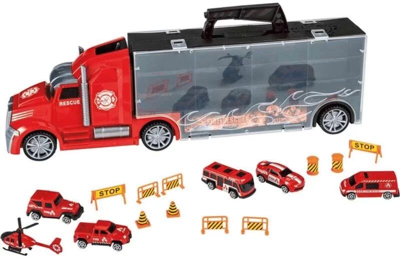 Toy Planet Maletín Transportador De Vehículos De Emergencia Con Accesorios Rojo 3 Años Unisex