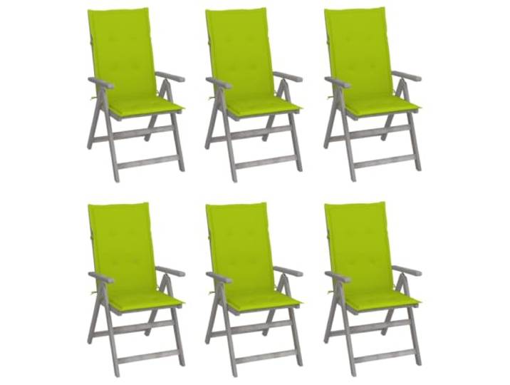ZQQLVOO Hochlehner Verstellbar 6 STK. mit Auflagen Massivholz Akazie Grau 5 Stufen verstellbar, Armlehnstühle, Hartholz, bis 110 kg, Outdoor-Essen
