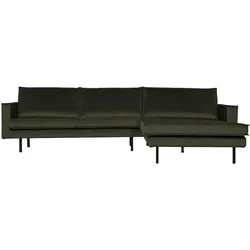 Ecksofa Rodeo Chaiselongue Samt, modern und elegant, rechts, dunkelgrün, komfortabel für 3–4 Personen
