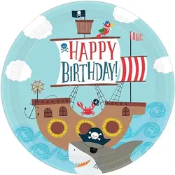 Amscan 9904648 - Pappteller - Ahoi, Happy Birthday (8 Stück, 23cm)