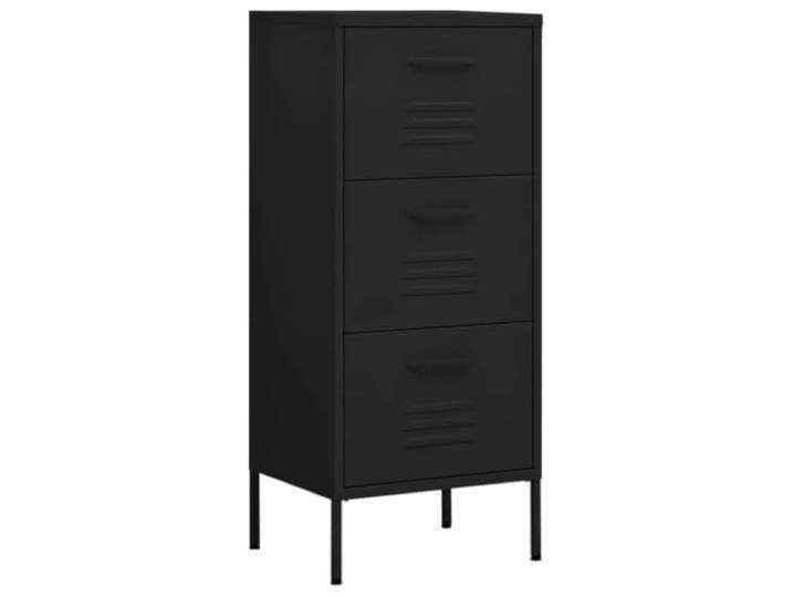 Favemtsl Lagerschrank Schwarz 42,5x35x101,5 cm Stahl Schubladenschrank Robuster Metallschrank mit vollausziehbaren Schubladen und verstellbaren Füßen für das Home Office und Wohnzimmer.