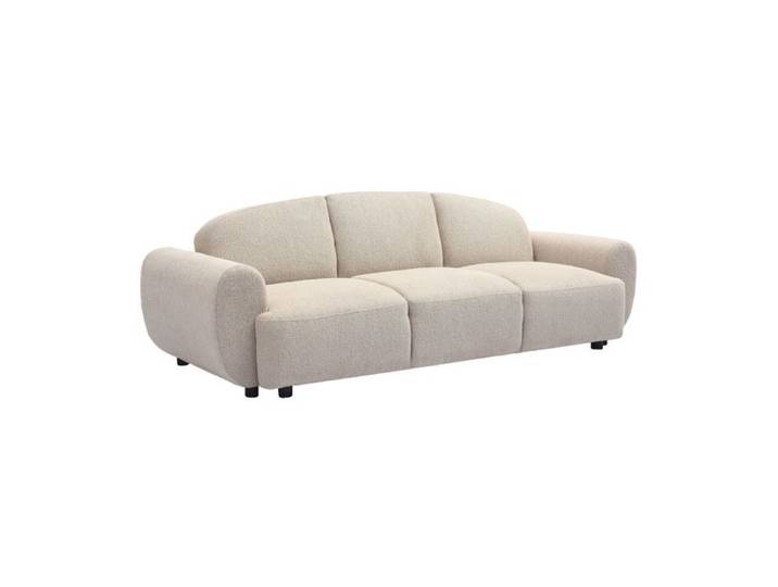 MENZZO Canapé 3 places convertible dossier et accoudoirs arrondis Oliver Tissu texturé Beige -Canapé : L234 x P88 x H75 cm<br