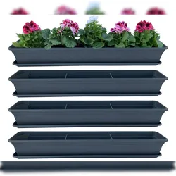BURI Blumenkasten Balkonkasten Pflanzkasten Anthrazit 80 oder 100cm mit Einleger Anthrazit