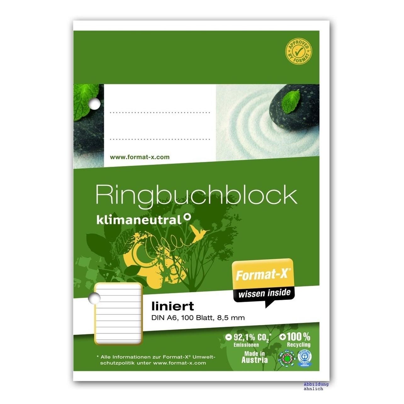 Format-x Ringbuchblock (A6, Liniert) (44390010)