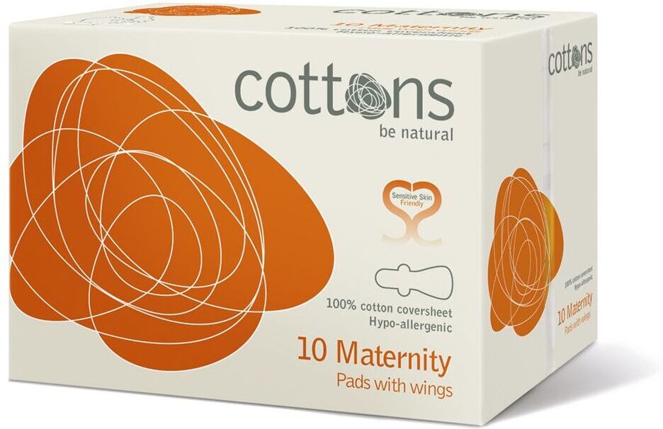Cottons Organic Maternity Compress C/Wings 100% Cotton 10 Units
